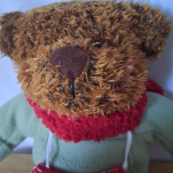 Plush Teddy Bear with Red Scarf and Mittens - Picture 4 of 6